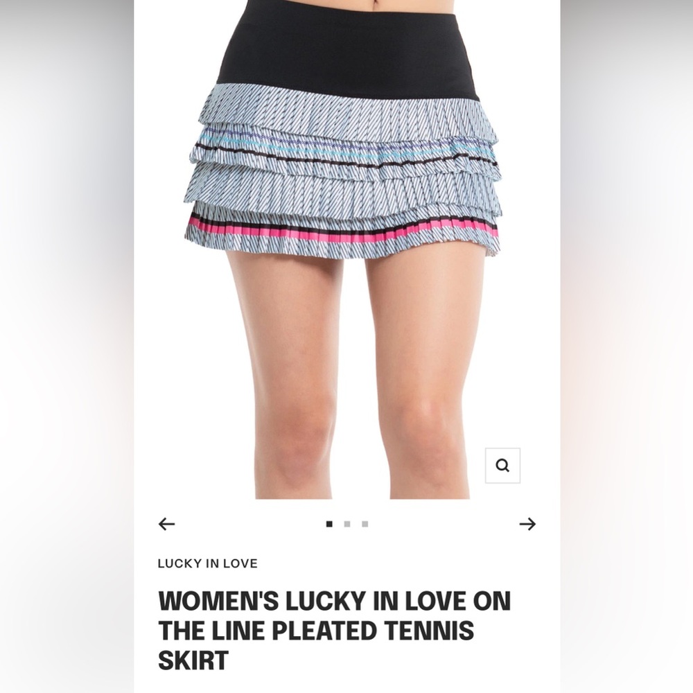 NWT Lucky in Love Black and Pink pleated Striped Mini Skirt